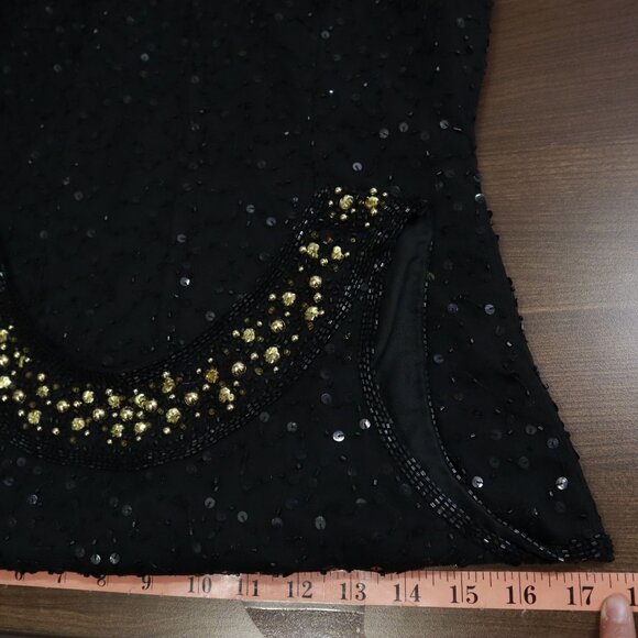 Stenay‎ Silk Beaded Dress Womens 8 Black Flapper Evening Wear Vintage 20's Style - Picture 12 of 16